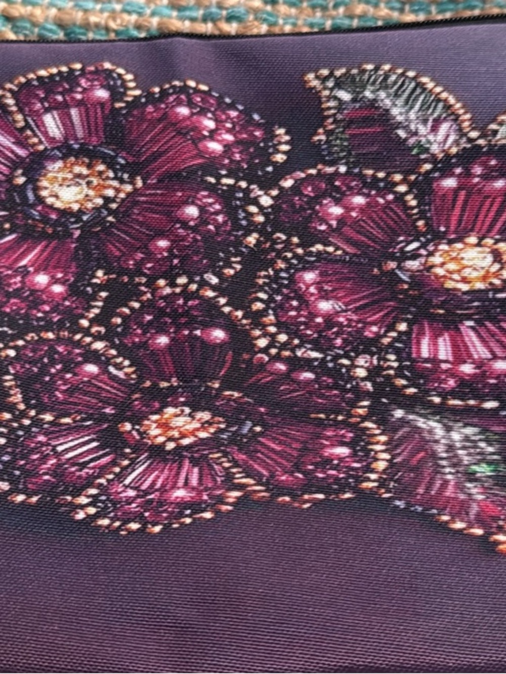 Embellished Purple Floral Cosmetic Pouch